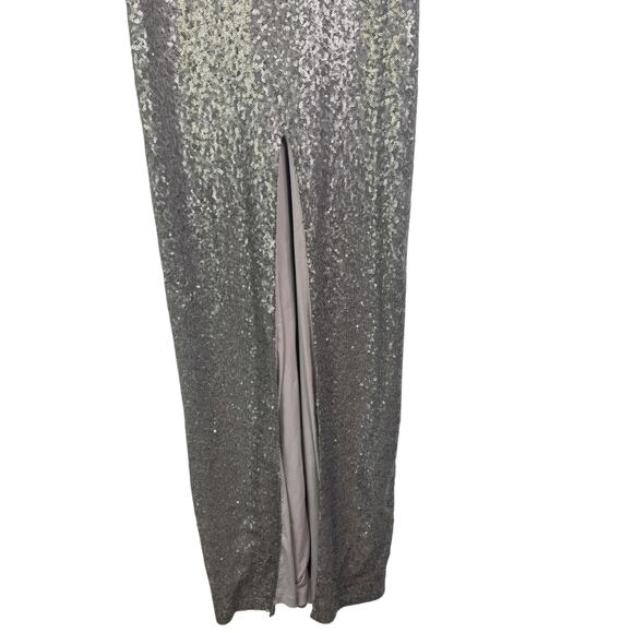 NWT Nookie Europa Pewter Silver Sequined Maxi Formal Dress Slit Large Event L - Picture 5 of 13